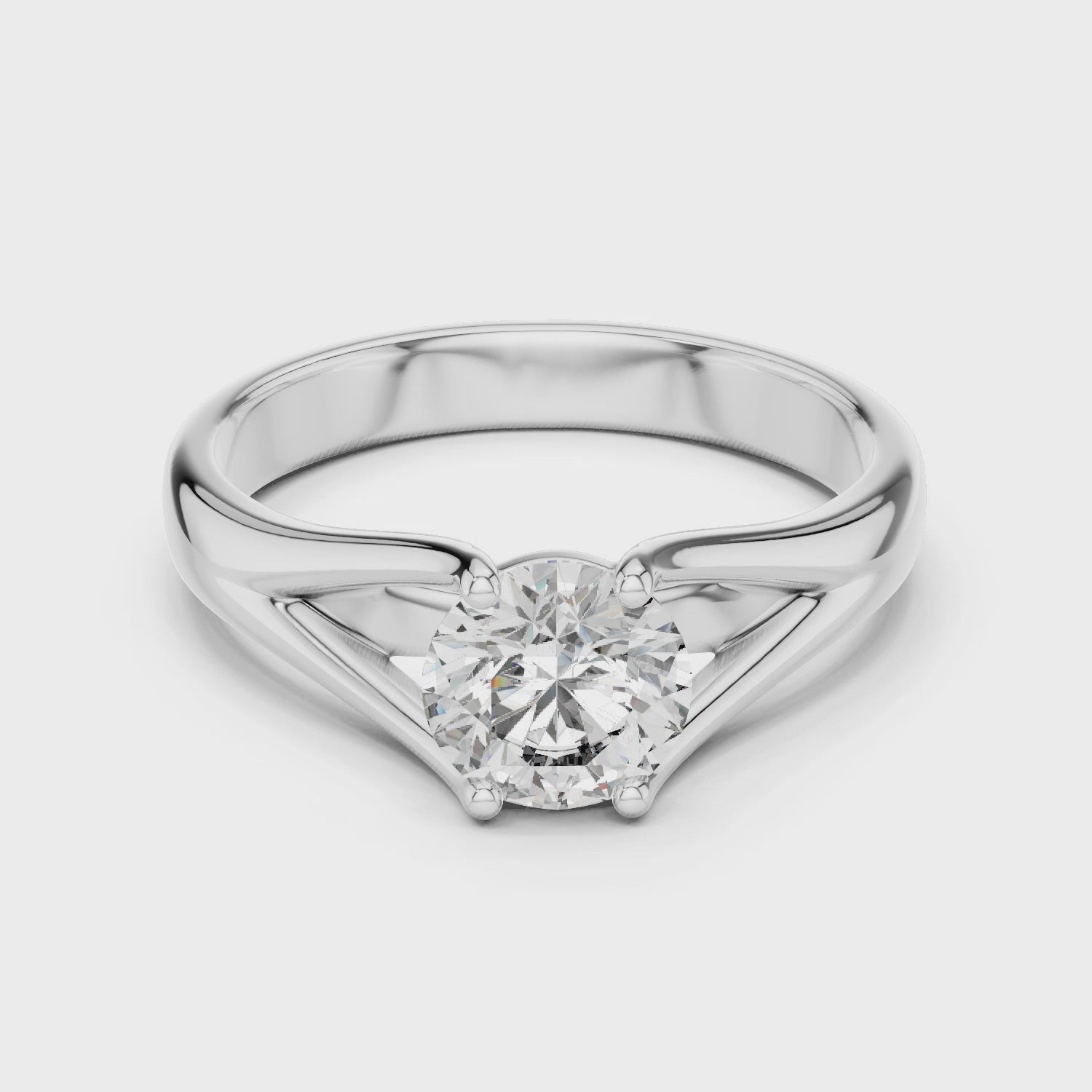 Elegant Split Shank 1-CT Round Diamond Engagement Ring in 14-KT White Gold